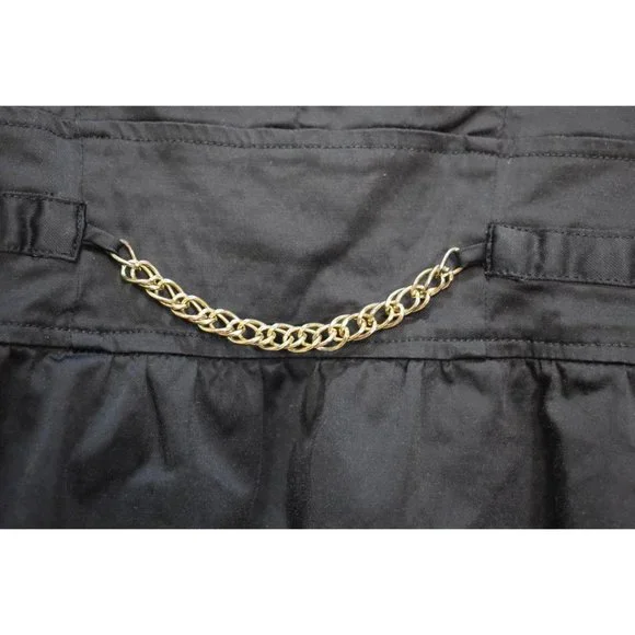 Women's Forever 21 Black Sateen Fitted Jacket Gold Chain Peplum Waist L - Picture 4 of 7